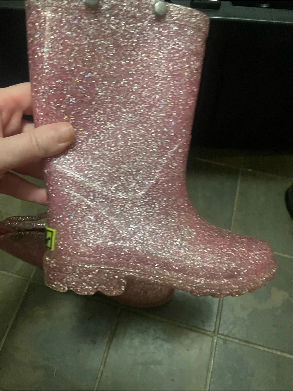 Western Chief Pink Glitter Kids Rain Boots